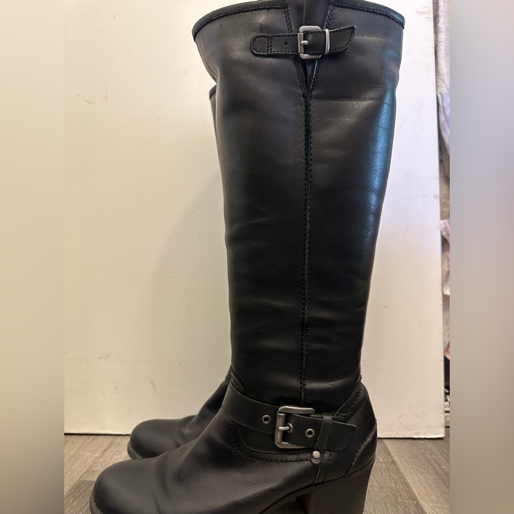 Black leather over the knee boots Aldo